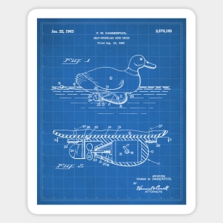 Duck Decoy Patent - Hunter Outdoors Hunting Art - Blueprint Sticker